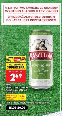 Piwo niepasteryzowane Kasztelan promocja w Biedronka