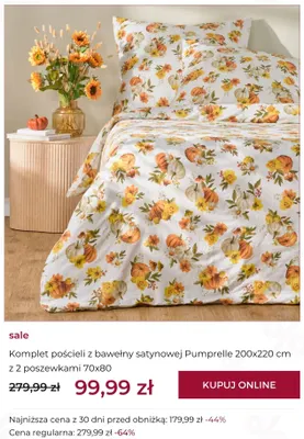 Komplet pościeli z bawełny satynowej Pumprelle 200x220 cm z 2 poszewkami 70x80 home & you promocja w home&you