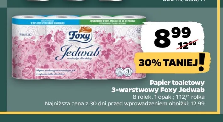 Papier toaletowy 3-warstwowy Foxy Jedwab 8-pak promocja w Netto