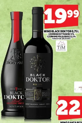 Wino Black Doktor czerwone wytrawne 13% czarne półsłodkie 12.5% promocja w TOPAZ