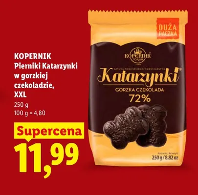 Pierniki Katarzynki w gorzkiej czekoladzie XXL Kopernik promocja w Lidl