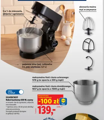 Robot kuchenny Silvercrest 600W czarny promocja w Lidl