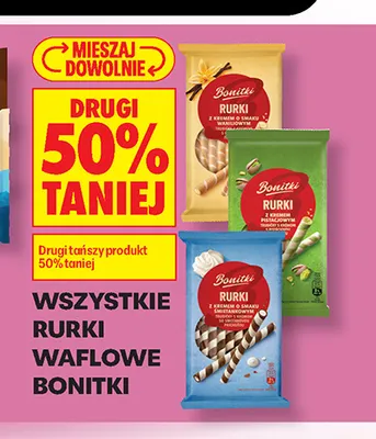Rurki waflowe Bonitki o smaku śmietankowym promocja w Biedronka