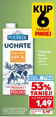 Mleko UHT Uchate 2% Polmlek promocja w Kaufland