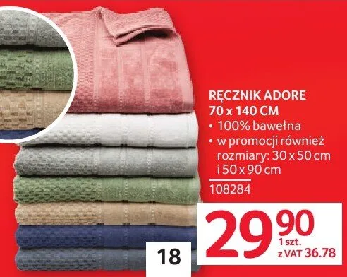 RĘCZNIK ADORE 70 x 140 CM promocja w Selgros