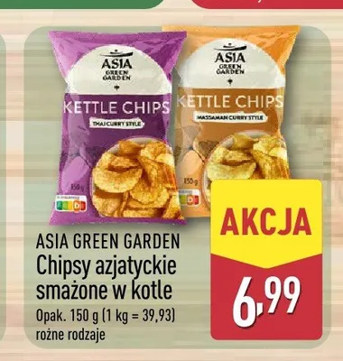 Chipsy azjatyckie smażone w kotle Asia Green Garden Thai Curry Style promocja w Aldi