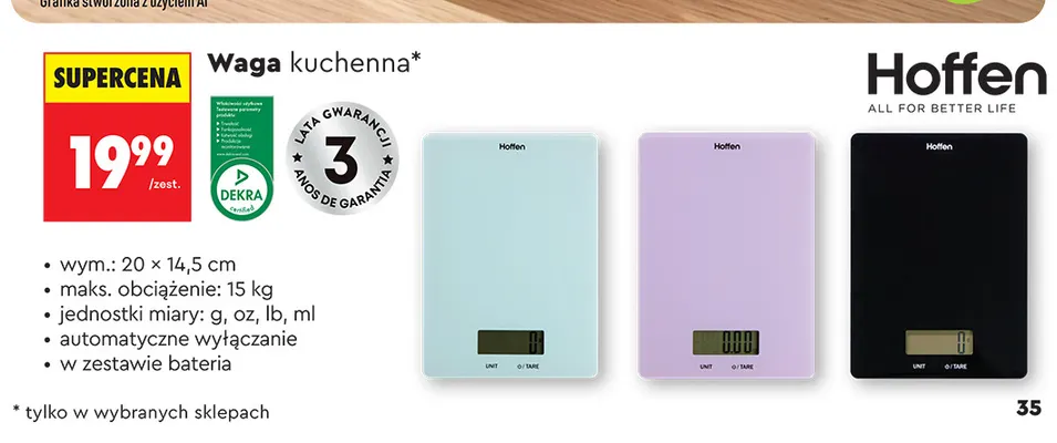 Waga kuchenna Hoffen promocja w Biedronka