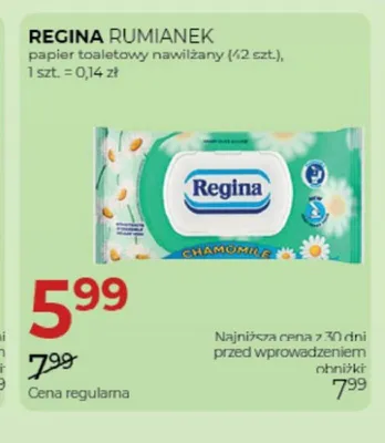 Papier toaletowy nawilżany Regina Rumianek promocja w Drogerie Jawa