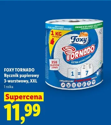 Ręcznik papierowy Foxy Tornado 3-warstwowy XXL promocja w Lidl