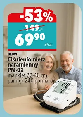 Ciśnieniomierz naramienny Blow PM-02 mankiet 22-40cm pamięć 240 pomiarów promocja w Biedronka
