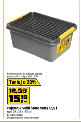 Pojemnik Solid Store szary 12,5 l promocja w OBI