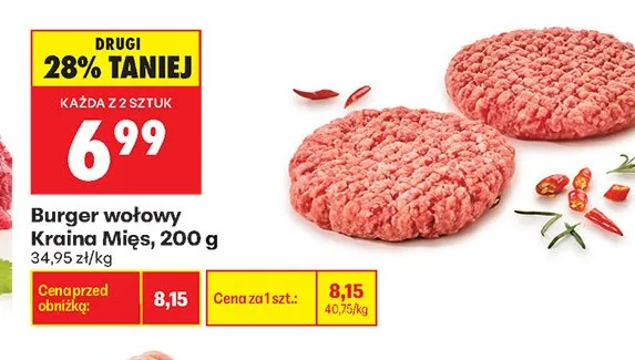 Burger wołowy Kraina Mięs promocja w Biedronka