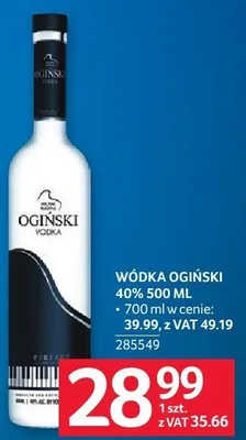 Wódka Ogiński 40% 500ML promocja w Selgros