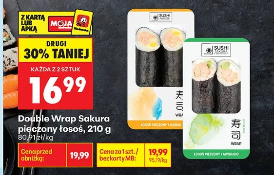 Double Wrap Sakura pieczony łosoś i awokado promocja w Biedronka