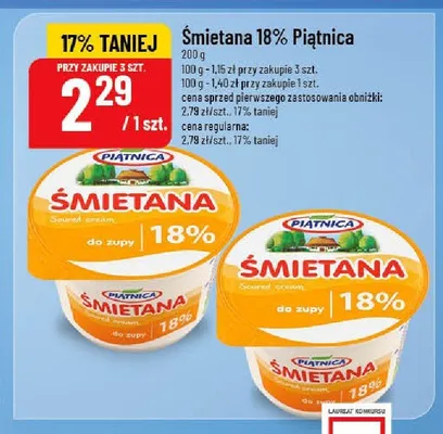 Śmietana 18% Piątnica promocja w POLOmarket