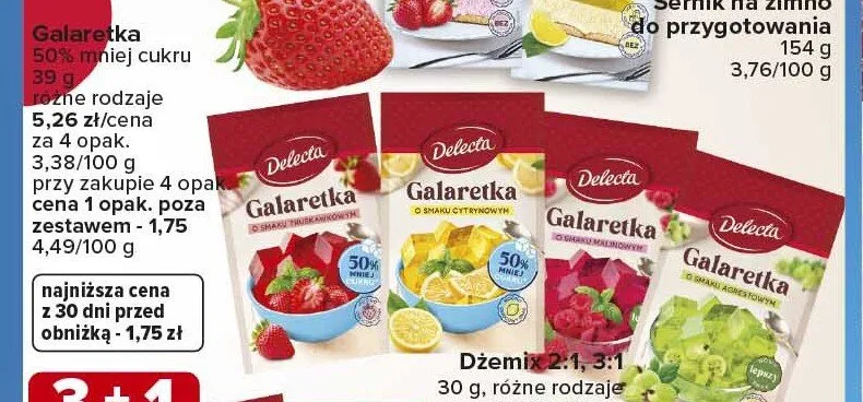 Galaretka 50% mniej cukru Delecta promocja w Carrefour