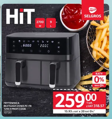 Frytownica beztłuszczowa PC-FR 1295 H Profi Cook promocja w Selgros