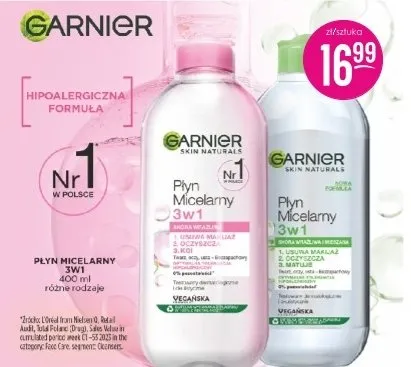 Płyn micelarny 3w1 różne rodzaje Garnier promocja w Drogerie Jasmin
