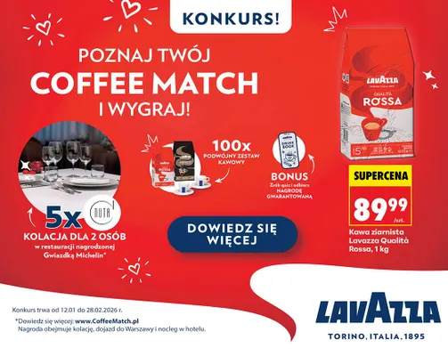 Kawa ziarnista Qualità Rossa promocja w Biedronka