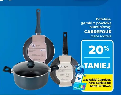 Patelnie i garnki z powłoką aluminiową Carrefour promocja w Carrefour Market
