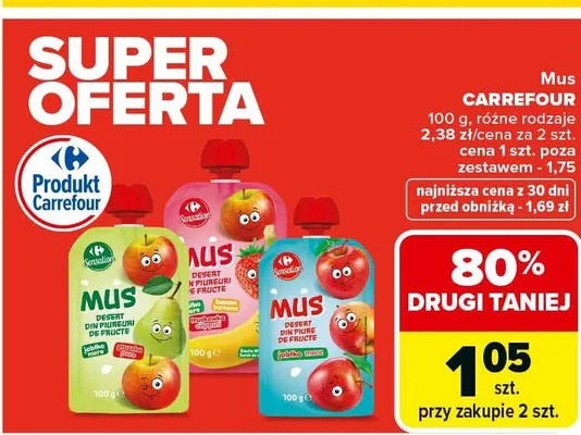 Mus deserowy z owoców różne rodzaje promocja w Carrefour