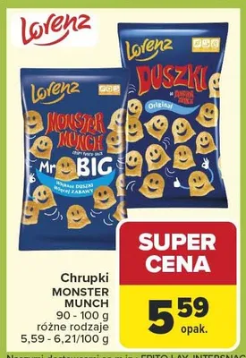 Chrupki Monster Munch 90-100g różne rodzaje promocja w Carrefour Market