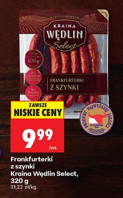 Frankfurterki z szynki Kraina Wędlin Select promocja w Biedronka