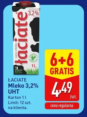 Mleko Łaciate 3,2% UHT promocja w Aldi