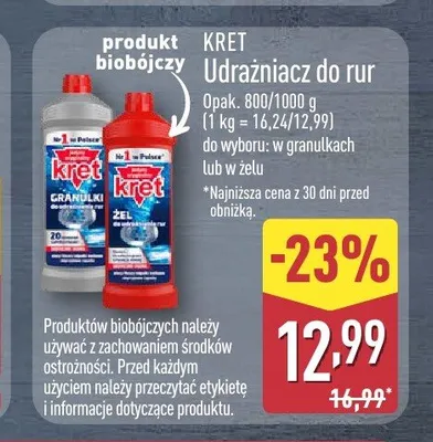 Udrażniacz do rur w żelu Kret promocja w Aldi