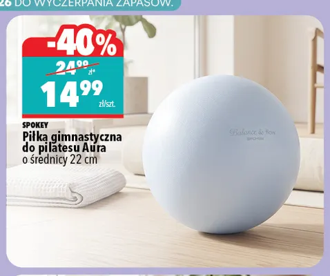 Piłka gimnastyczna do pilatesu Aura o średnicy 22 cm Spokey promocja w Biedronka Home