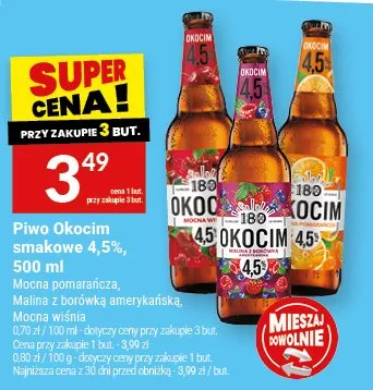 Piwo Okocim smakowe 4,5% promocja w Twój Market