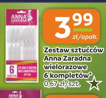 Zestaw sztućców Anna Zaradna wielorazowe 6 kompletów promocja w Społem Częstochowa