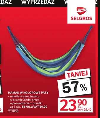 Hamak w kolorowe pasy promocja w Selgros