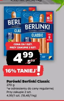 Parówki Berlinki Classic promocja w Netto