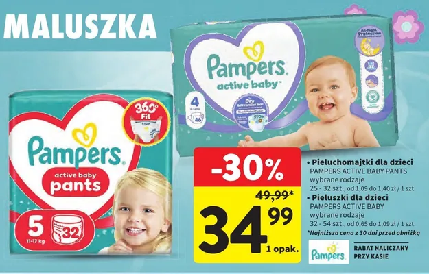Pieluchomajtki dla dzieci Pampers Active Baby Pants promocja w Intermarche