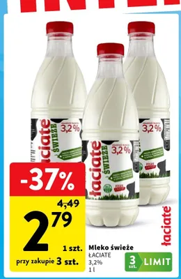 Mleko świeże Łaciate 3,2% promocja w Intermarche