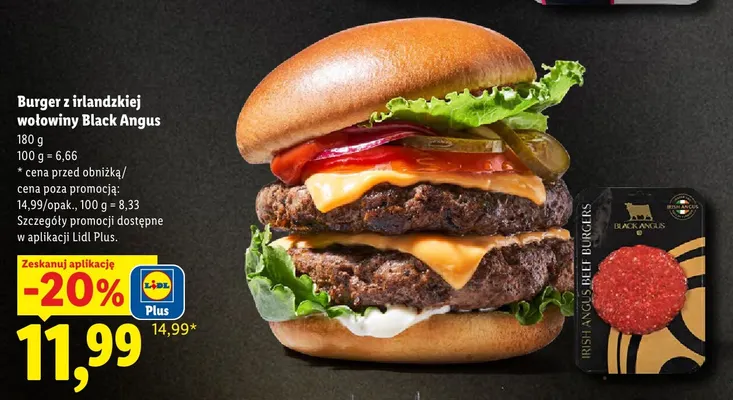 Burger z irlandzkiej wołowiny Black Angus promocja w Lidl