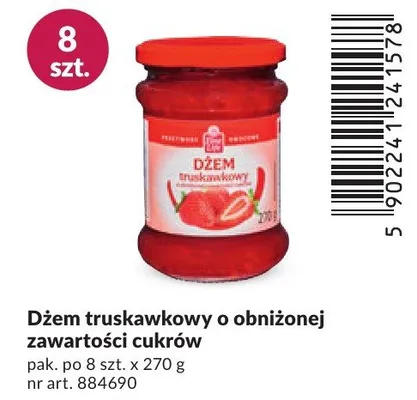 Dżem truskawkowy o obniżonej zawartości cukrów promocja w Makro