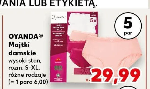 Majtki damskie wysoki stan OYANDA 5-pak promocja w Kaufland