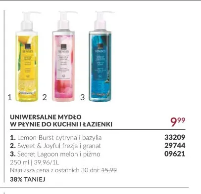 Uniwersalne mydło w płynie do kuchni i łazienki Lemon Burst cytryna i bazylia Senses promocja w AVON