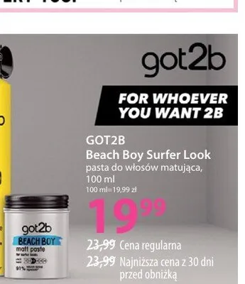 Pasta do włosów Got2b Beach Boy Surfer Look promocja w Hebe