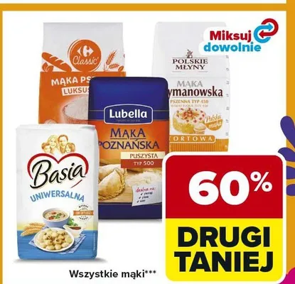 Mąki różne rodzaje promocja w Carrefour