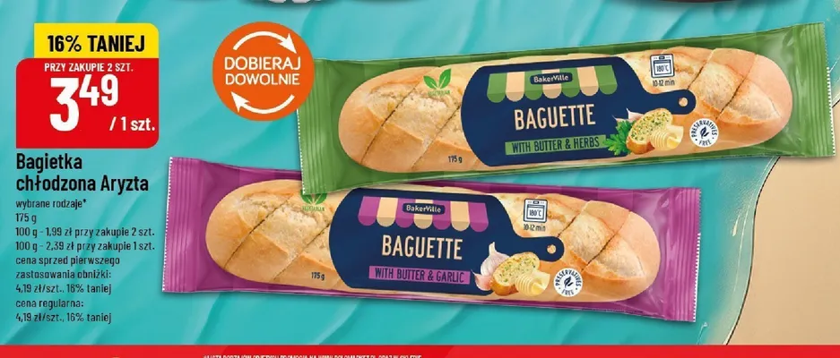 Bagietka chłodzona BakerVille z masłem i ziołami promocja w POLOmarket