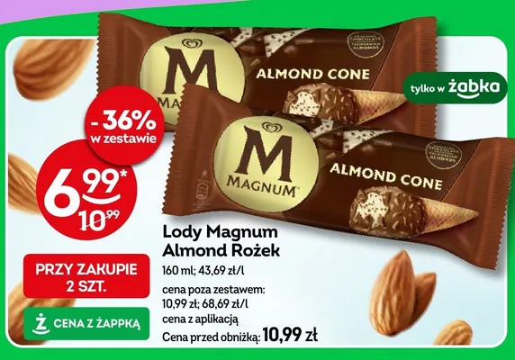 Lody Magnum Almond Rożek promocja w Żabka
