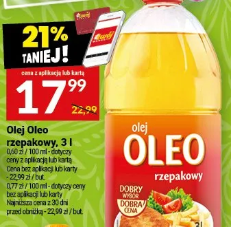 Olej Oleo rzepakowy promocja w Twój Market