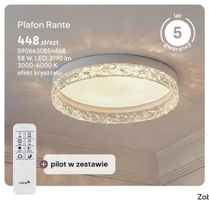 Plafon Rante 58W LED 3190lm 3000-6000 K efekt kryształu promocja w Castorama