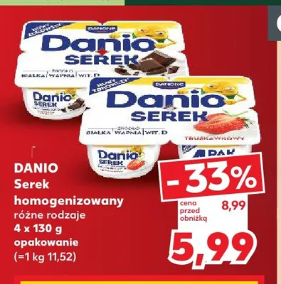 Serek homogenizowany Danio 4-pak promocja w Kaufland