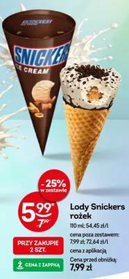 Lody Snickers rożek promocja w Żabka