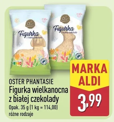 Figurka wielkanocna z białej czekolady promocja w Aldi