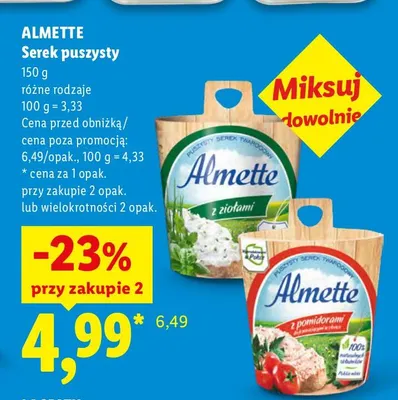 Serek puszysty z pomidorami Almette promocja w Lidl